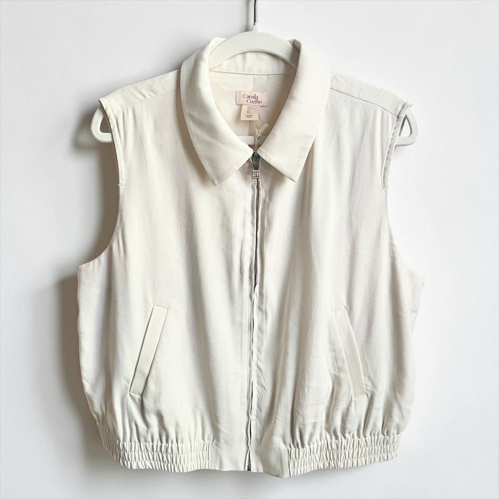 Camila Coelho Vest Women's Large New NWT Revolve Cream Athletic Relaxed Sporty